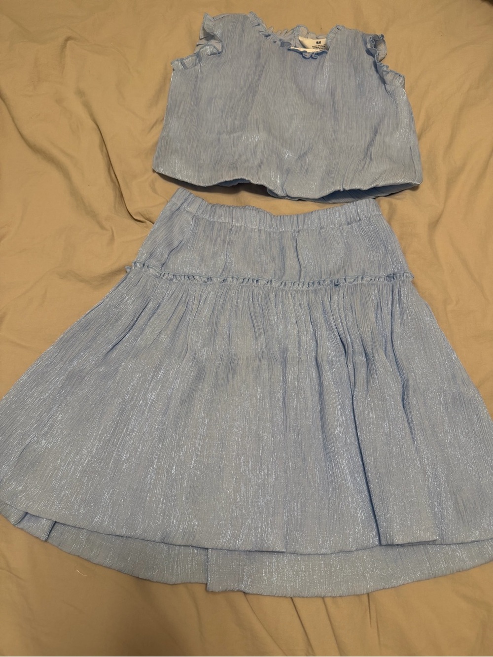 H&M Light Blue Shimmer Girls Two-Piece Skater Set